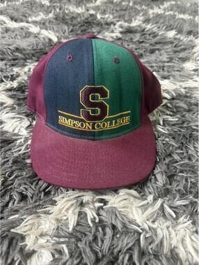 Vintage 90s Simpson University Hat Cap Classic Colorblock USA Made